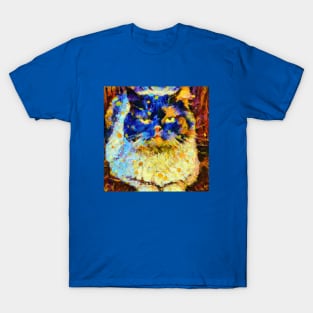 Blue Faced Cat in the Style of Van Gogh T-Shirt